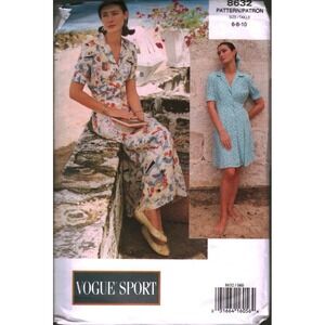 Vogue Sport 8632 Vintage 1993 Misses Dress Sewing Pattern Size 6 8 10 cut
